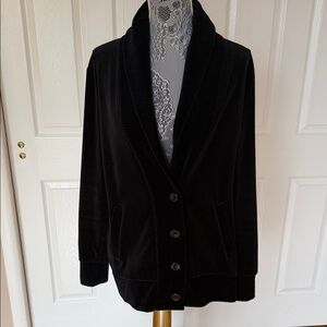 Black Velvet Shawl-Collar Blazer Jacket - Women